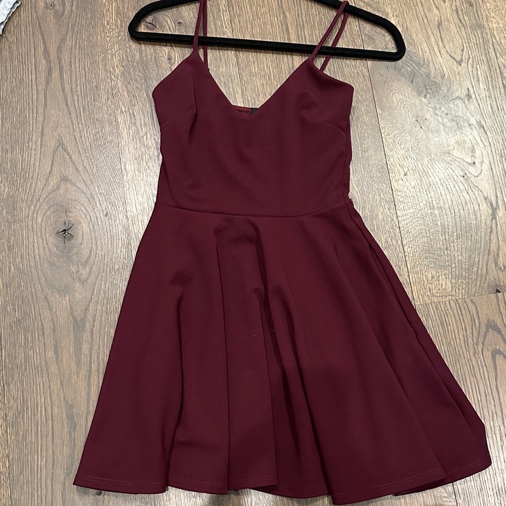 Windsor Burgundy Mini Dress with Spaghetti Straps